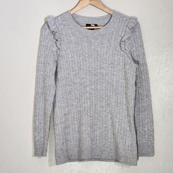 Hatch Maternity Gray Ruffled Knit Sweater - Picture 1 of 6